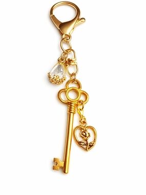Gold Charm Bag Charm Keychain Aesthetic Coquette Purse Charm Handmade